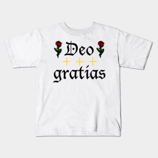 Deo Gratias w/ 8-Bit Roses Kids T-Shirt